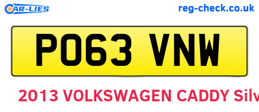 PO63VNW are the vehicle registration plates.