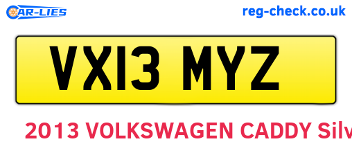 VX13MYZ are the vehicle registration plates.
