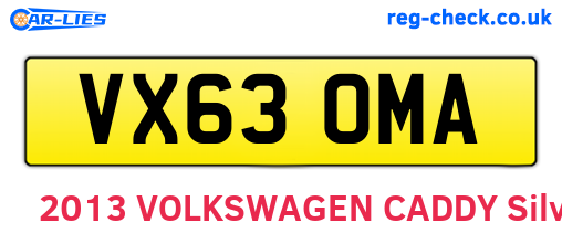 VX63OMA are the vehicle registration plates.