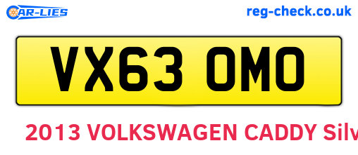 VX63OMO are the vehicle registration plates.