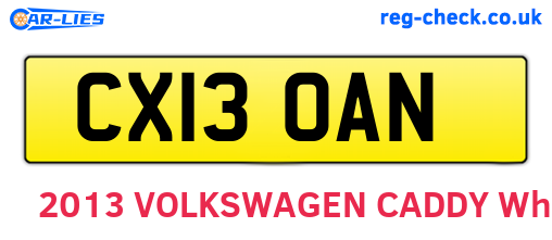 CX13OAN are the vehicle registration plates.