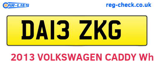 DA13ZKG are the vehicle registration plates.