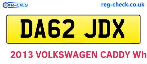 DA62JDX are the vehicle registration plates.