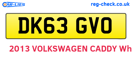 DK63GVO are the vehicle registration plates.