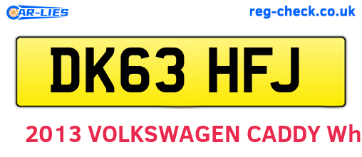DK63HFJ are the vehicle registration plates.