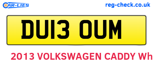 DU13OUM are the vehicle registration plates.