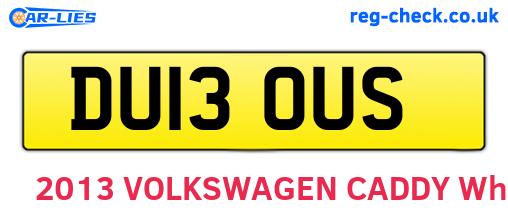 DU13OUS are the vehicle registration plates.