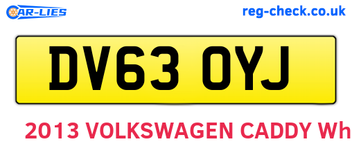 DV63OYJ are the vehicle registration plates.