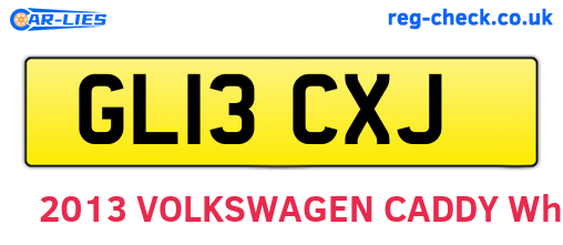 GL13CXJ are the vehicle registration plates.