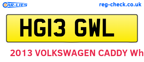 HG13GWL are the vehicle registration plates.