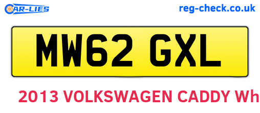 MW62GXL are the vehicle registration plates.