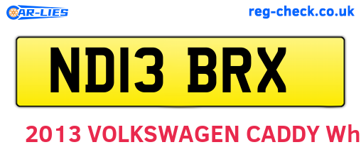 ND13BRX are the vehicle registration plates.