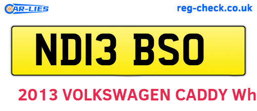 ND13BSO are the vehicle registration plates.