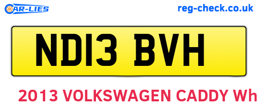 ND13BVH are the vehicle registration plates.