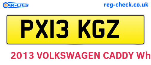 PX13KGZ are the vehicle registration plates.