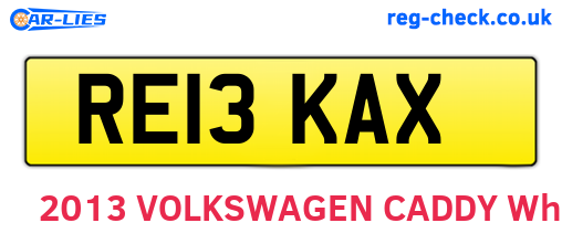 RE13KAX are the vehicle registration plates.
