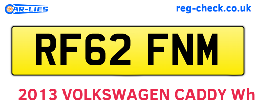 RF62FNM are the vehicle registration plates.