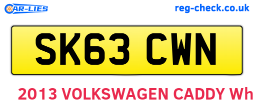 SK63CWN are the vehicle registration plates.