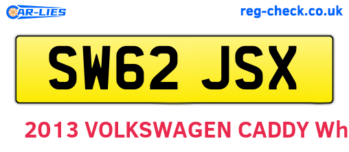 SW62JSX are the vehicle registration plates.