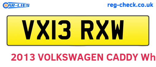 VX13RXW are the vehicle registration plates.