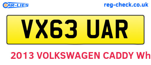 VX63UAR are the vehicle registration plates.