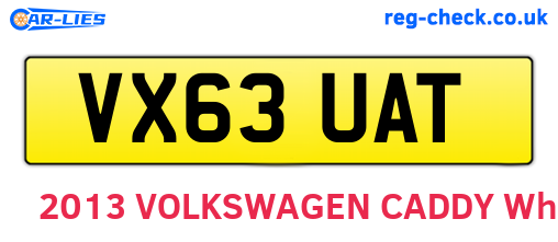 VX63UAT are the vehicle registration plates.