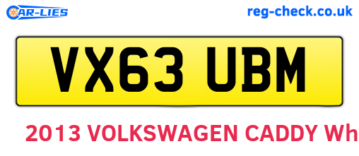 VX63UBM are the vehicle registration plates.
