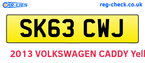 SK63CWJ are the vehicle registration plates.