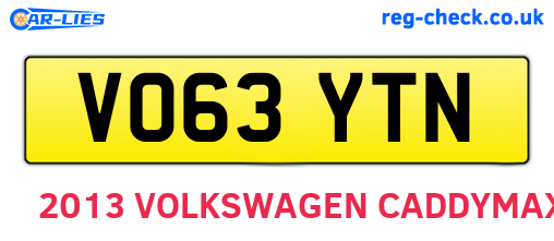 VO63YTN are the vehicle registration plates.