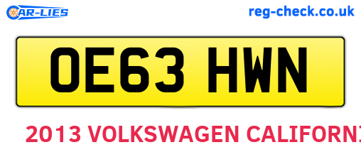 OE63HWN are the vehicle registration plates.