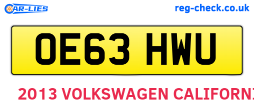 OE63HWU are the vehicle registration plates.