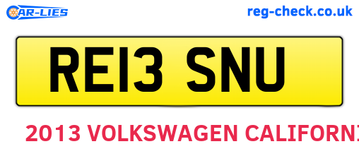RE13SNU are the vehicle registration plates.