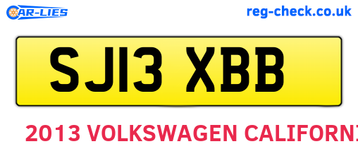 SJ13XBB are the vehicle registration plates.