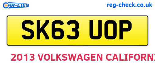 SK63UOP are the vehicle registration plates.