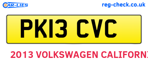 PK13CVC are the vehicle registration plates.