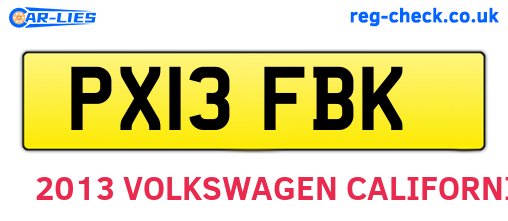 PX13FBK are the vehicle registration plates.