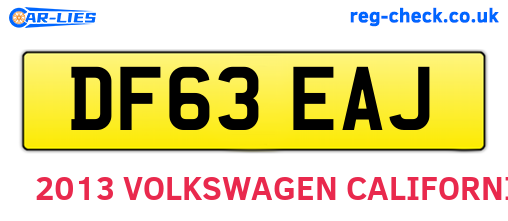 DF63EAJ are the vehicle registration plates.