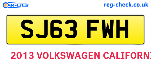 SJ63FWH are the vehicle registration plates.
