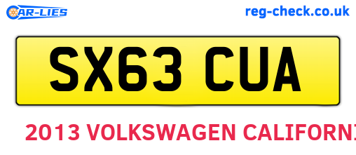 SX63CUA are the vehicle registration plates.