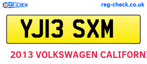 YJ13SXM are the vehicle registration plates.
