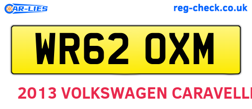 WR62OXM are the vehicle registration plates.