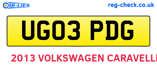 UG03PDG are the vehicle registration plates.