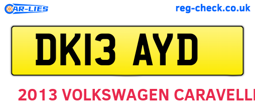 DK13AYD are the vehicle registration plates.