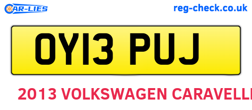 OY13PUJ are the vehicle registration plates.