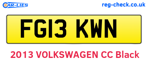 FG13KWN are the vehicle registration plates.