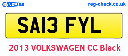 SA13FYL are the vehicle registration plates.