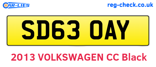 SD63OAY are the vehicle registration plates.