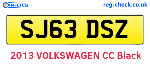 SJ63DSZ are the vehicle registration plates.