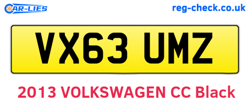 VX63UMZ are the vehicle registration plates.