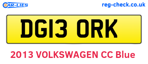 DG13ORK are the vehicle registration plates.